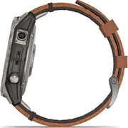Garmin Fenix 7 Pro Sapphire Solar Edition Titanium with Chestnut Leather Band Smartwatch 47mm- (includes black silicone watch band) 010-02777-30