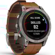 Garmin Fenix 7 Pro Sapphire Solar Edition Titanium with Chestnut Leather Band Smartwatch 47mm- (includes black silicone watch band) 010-02777-30