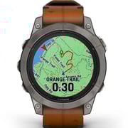 Garmin Fenix 7 Pro Sapphire Solar Edition Titanium with Chestnut Leather Band Smartwatch 47mm- (includes black silicone watch band) 010-02777-30