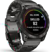 Garmin Fenix 7X Pro Sapphire Solar Edition Carbon Gray DLC Titanium with Carbon Gray Titanium Band Smartwatch 51mm - (includes black silicone watch band) 010-02778-30