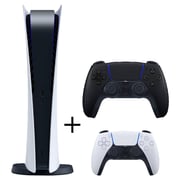 Sony PlayStation 5 Console (Digital Version) White - International Version + Extra DualSense Black Controller