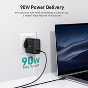 Aukey 3 Port GaN 90W Wall Charger Black