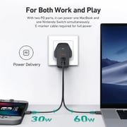 Aukey 3 Port GaN 90W Wall Charger Black