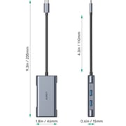 Aukey CB-C75 6 In 1 USB-C Hub Grey