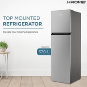 KROME 370L Top Mount Double Door Refrigerator Silver - KR-REF370T