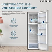 KROME 370L Top Mount Double Door Refrigerator Silver - KR-REF370T