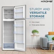 KROME 370L Top Mount Double Door Refrigerator Silver - KR-REF370T