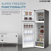 KROME 370L Top Mount Double Door Refrigerator Silver - KR-REF370T
