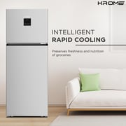 KROME 600L Top Mount Double Door Refrigerator Silver - KR-RFF600T