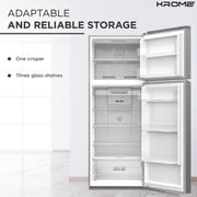 KROME 600L Top Mount Double Door Refrigerator Silver - KR-RFF600T