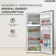 KROME 600L Top Mount Double Door Refrigerator Silver - KR-RFF600T