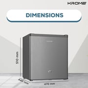 KROME 60L Single Door Refrigerator Silver - KR-RDC60H