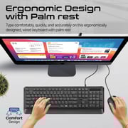 Promate Ergonomic Wired Keyboard And Mouse Combo Black