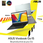 Asus Vivobook Go 15 OLED (2022) Laptop - AMD Ryzen 5-7520U / 15.6inch FHD / 512GB SSD / 16GB RAM / Shared AMD Radeon Graphics / Windows 11 Home / English & Arabic Keyboard / Black / Middle East Version - [E1504FA-OLEDR5W]