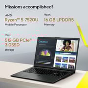 Asus Vivobook Go 15 OLED (2023) Laptop - AMD Ryzen 5-7520U / 15.6inch FHD / 512GB SSD / 16GB RAM / Shared AMD Radeon Graphics / Windows 11 Home / English & Arabic Keyboard / Black / Middle East Version - [E1504FA-OLEDR5W]