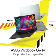 Asus Vivobook Go 14 (2022) Laptop - AMD Ryzen 5-7520U / 14inch FHD / 512GB SSD / 8GB RAM / Shared AMD Radeon Graphics / Windows 11 Home / English & Arabic Keyboard / Black / Middle East Version - [E1404FA-NK185W]