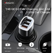 Yesido QC 3.0 Smart 3 USB Port Car Charger Black