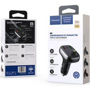 Charome Dual USB Car Charger With FM Transmitter Black