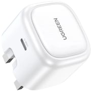 UGREEN Nexode 30W USB-C PD GaN Fast Charger, UK Plug, Compact Design – White