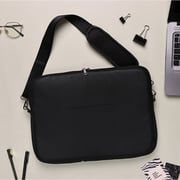 Dawenha LPT41 shoulder Leather Laptob Sleeve / two zippers / spill-resistant / hand / 3 layers protection / Black