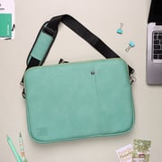 Dawenha LPT43 shoulder Leather Laptob Sleeve / two zippers / hand / 3 layers protection / Pistachio
