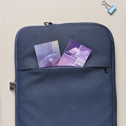 Dawenha LPT44 shoulder Leather Bag two zippers - 3 layers protection / spill-resistant / dustproof / shockproof / Navy Blue
