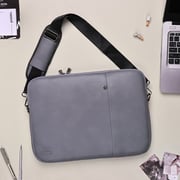 Dawenha LPT45 shoulder Leather Bag two zippers - 3 layers protection / spill-resistant / dustproof / shockproof / Grey