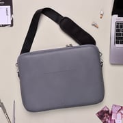 Dawenha LPT45 shoulder Leather Bag two zippers - 3 layers protection / spill-resistant / dustproof / shockproof / Grey