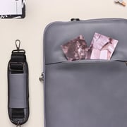 Dawenha LPT45 shoulder Leather Bag two zippers - 3 layers protection / spill-resistant / dustproof / shockproof / Grey