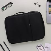 Dawenha LPT29 Hand Leather Bag two zippers - 3 layers protection / spill-resistant / dustproof / shockproof / Black