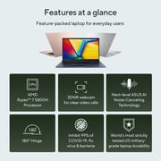 Asus Vivobook 15 (2021) Laptop - AMD Ryzen 7-5800H / 15.6inch FHD / 512GB SSD / 16GB RAM / Shared AMD Radeon Graphics / Windows 11 Home / English & Arabic Keyboard / Blue / Middle East Version -[M1502QA-EJ041W]