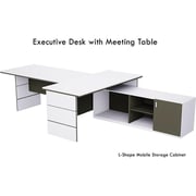 Mahmayi L Shaped Table With Storage Shelves 340x180x75cm