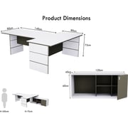 Mahmayi L Shaped Table With Storage Shelves 340x180x75cm