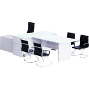 Mahmayi L Shaped Glass Executive Desk Table 75 x 320 x 180 cm - White