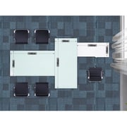 Mahmayi L Shaped Glass Executive Desk Table 75 x 320 x 180 cm - White