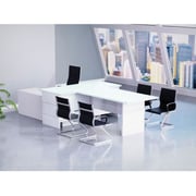Mahmayi L Shaped Glass Executive Desk Table 75 x 320 x 180 cm - White
