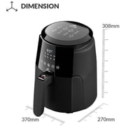 evvoli Air Fryer 4 Liter With Digital Control Panel Display, 8 Preset Programs Built-In Preheat Function 1500W - EVKA-AF4008D Black