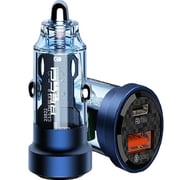 Recci Dual Output Fast Car Charger 33 Watts Clear Blue