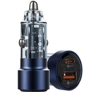 Recci Dual Output Fast Car Charger 75 Watts Transparent Blue