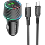 Borofone Dual Port USB Car Charger With Type C Cable 1m Black