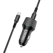 Borofone Dual Port USB Car Charger With Type C Cable 1m Black