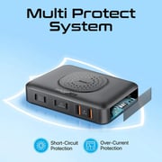 Promate 7 in 1 GaNFast Power Delivery Charging Station With Wireless Charger Black