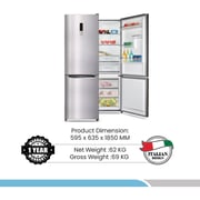Bompani 380 Liters Double Door Refrigerator with No Frost Technology - Silver - BBF380SS