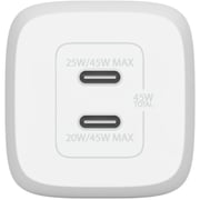 Belkin Dual USB-C GaN Wall Charger With PPS 45 Watts White