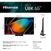 Hisense 65U8K 4K UHD Smart Mini LED Television 65inch (2023 Model)