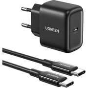 Ugreen USB-C Wall Charger PD 25 Watts With USB-C To USB-C Data Cable Black