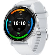 Garmin Venu 3 GPS Smartwatch Silver Stainless Steel Bezel With Whitestone Case and Silicone Band 45mm 010-02784-00