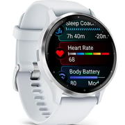 Garmin Venu 3 GPS Smartwatch Silver Stainless Steel Bezel With Whitestone Case and Silicone Band 45mm 010-02784-00