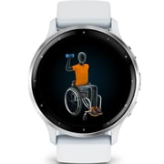 Garmin Venu 3 GPS Smartwatch Silver Stainless Steel Bezel With Whitestone Case and Silicone Band 45mm 010-02784-00