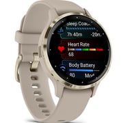 Garmin Venu 3s GPS Smartwatch Soft Gold Stainless Steel Bezel With French Grey Case and Silicone Band 41mm 010-02785-02